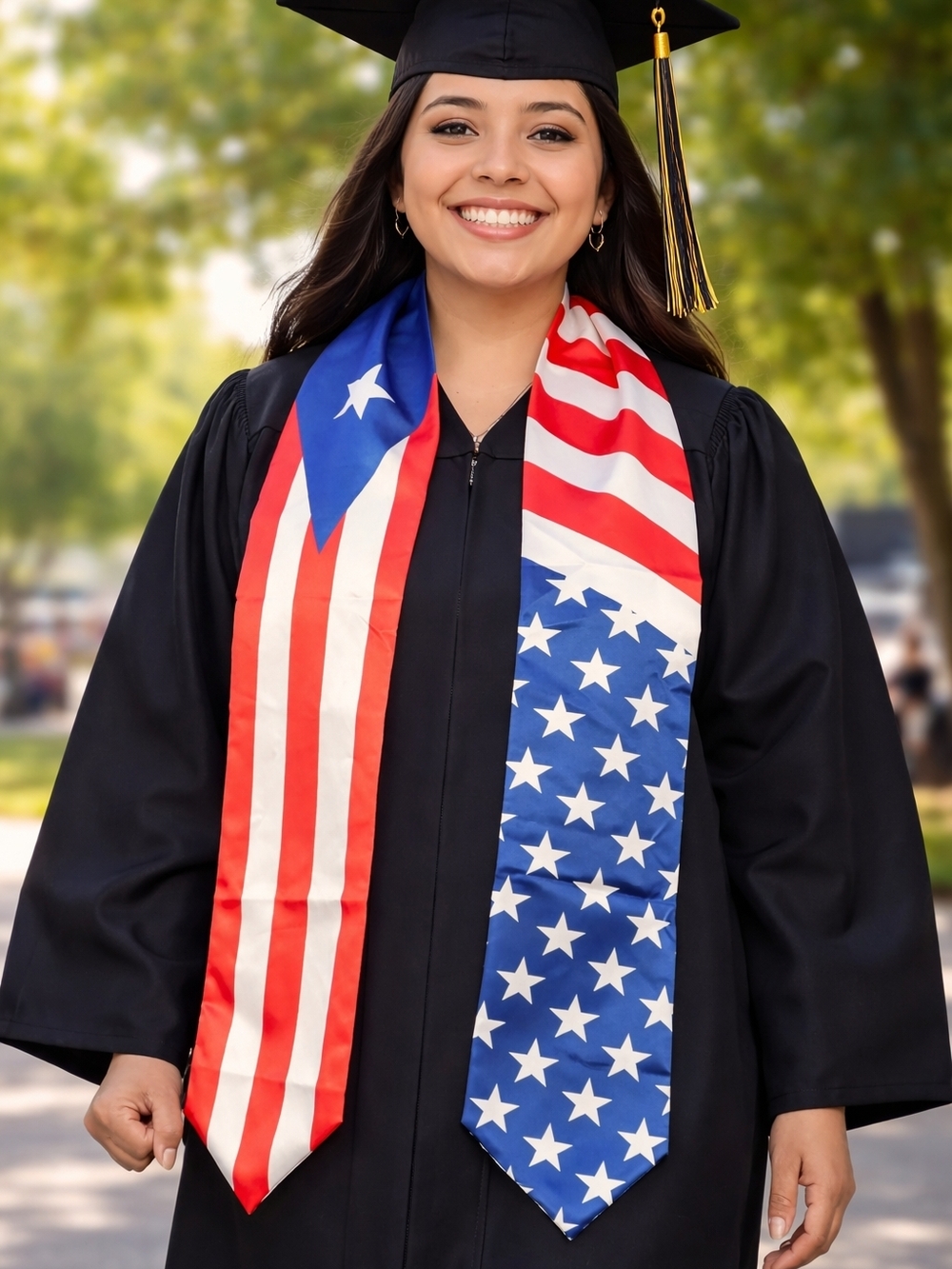 Patriotic American Flag Graduation Stole - Red, White & Blue